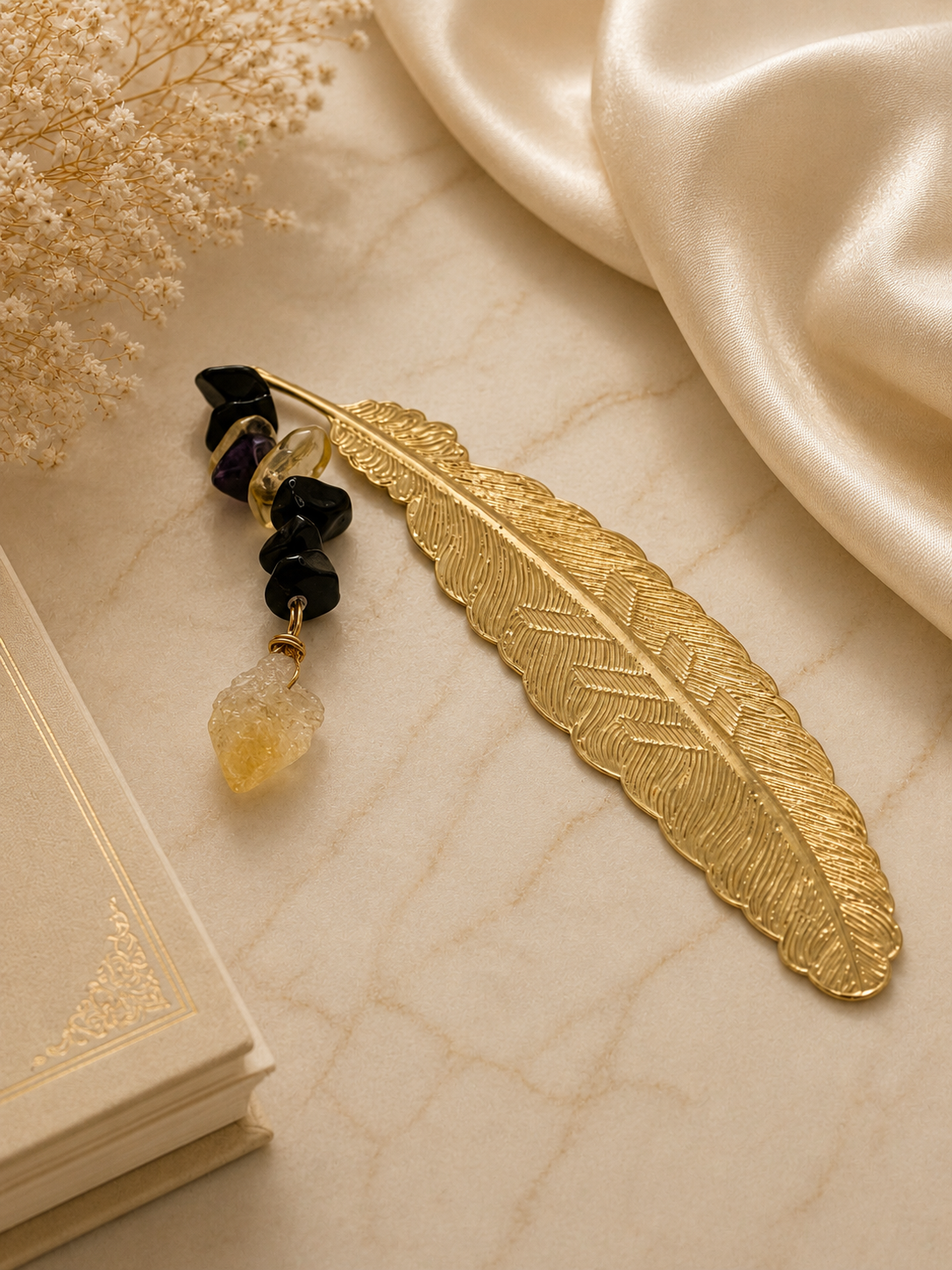 Black and Gold Bookmark with Crystal