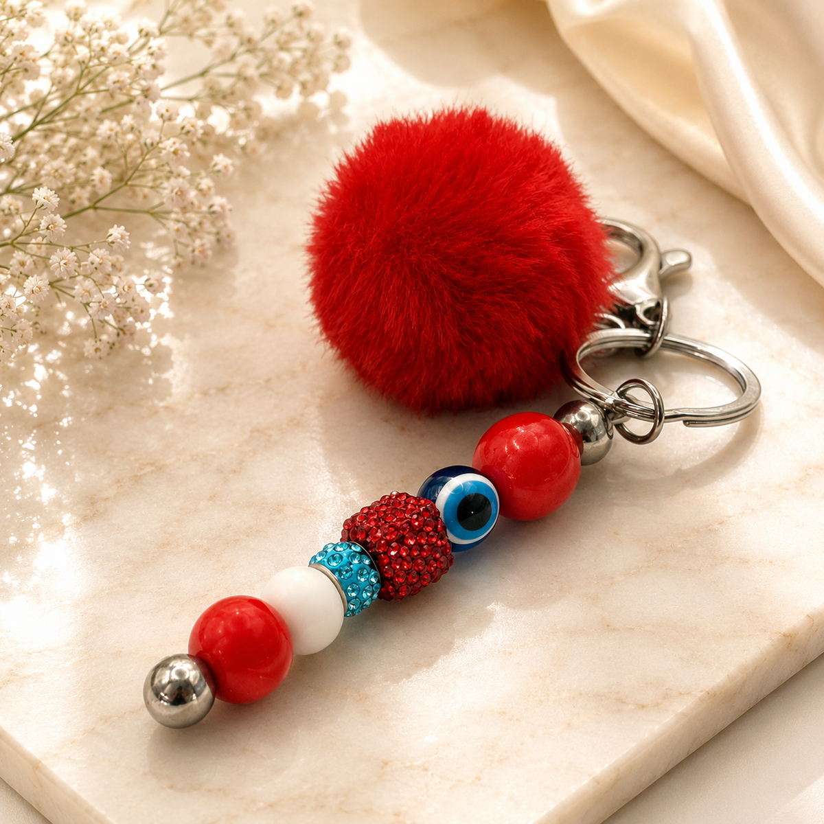 Blue and Red Protective Eye Key Ring