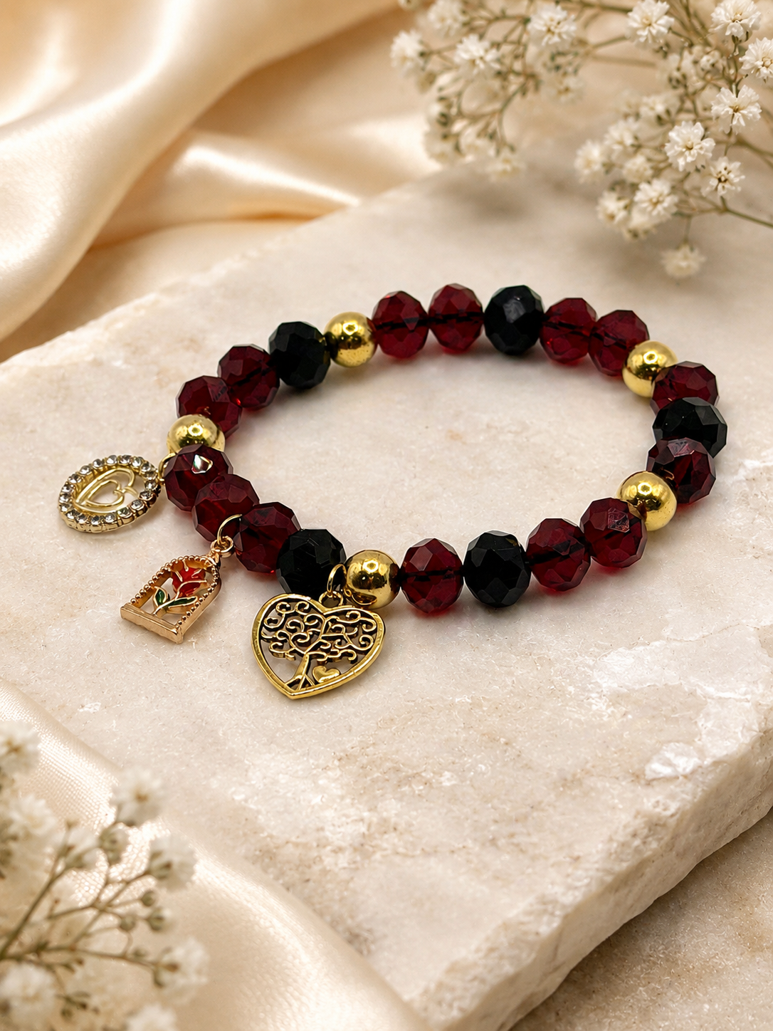 Stunning Ruby Ann with 3 Charms Bracelet