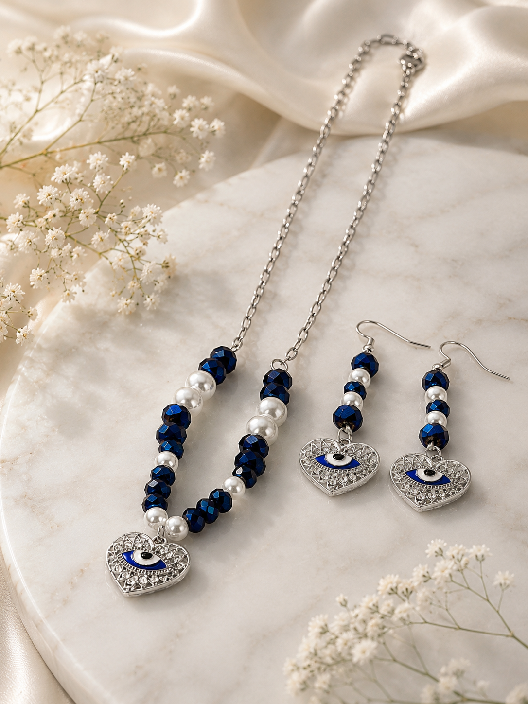 Evil Eye Necklace & Earrings Set