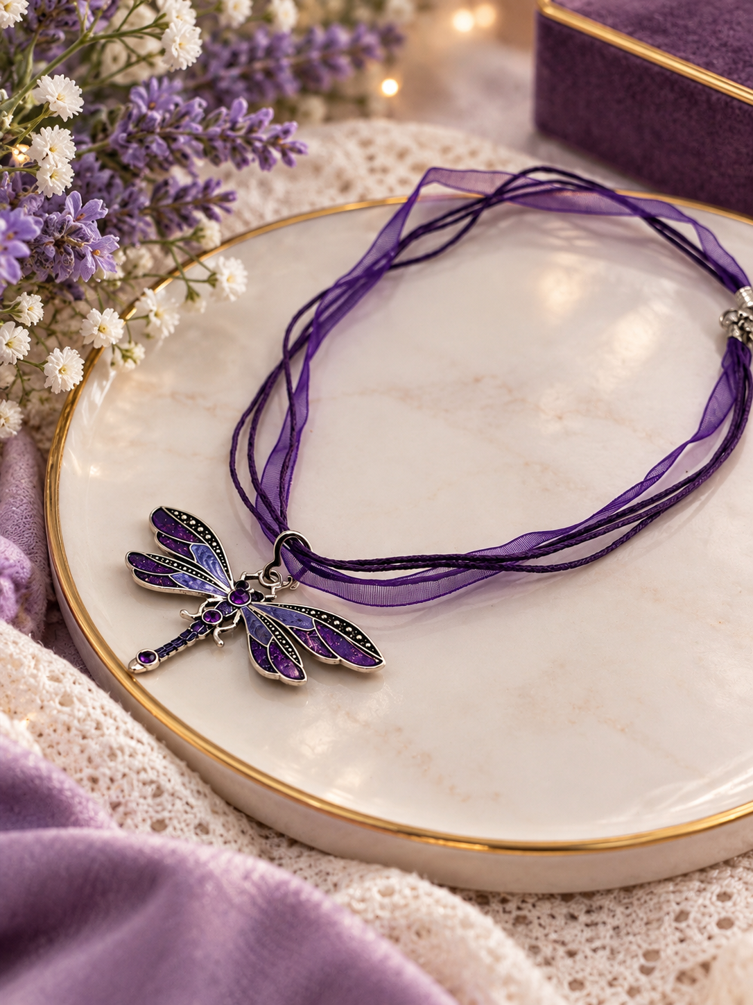 💜 Amethyst Dragonfly Necklace