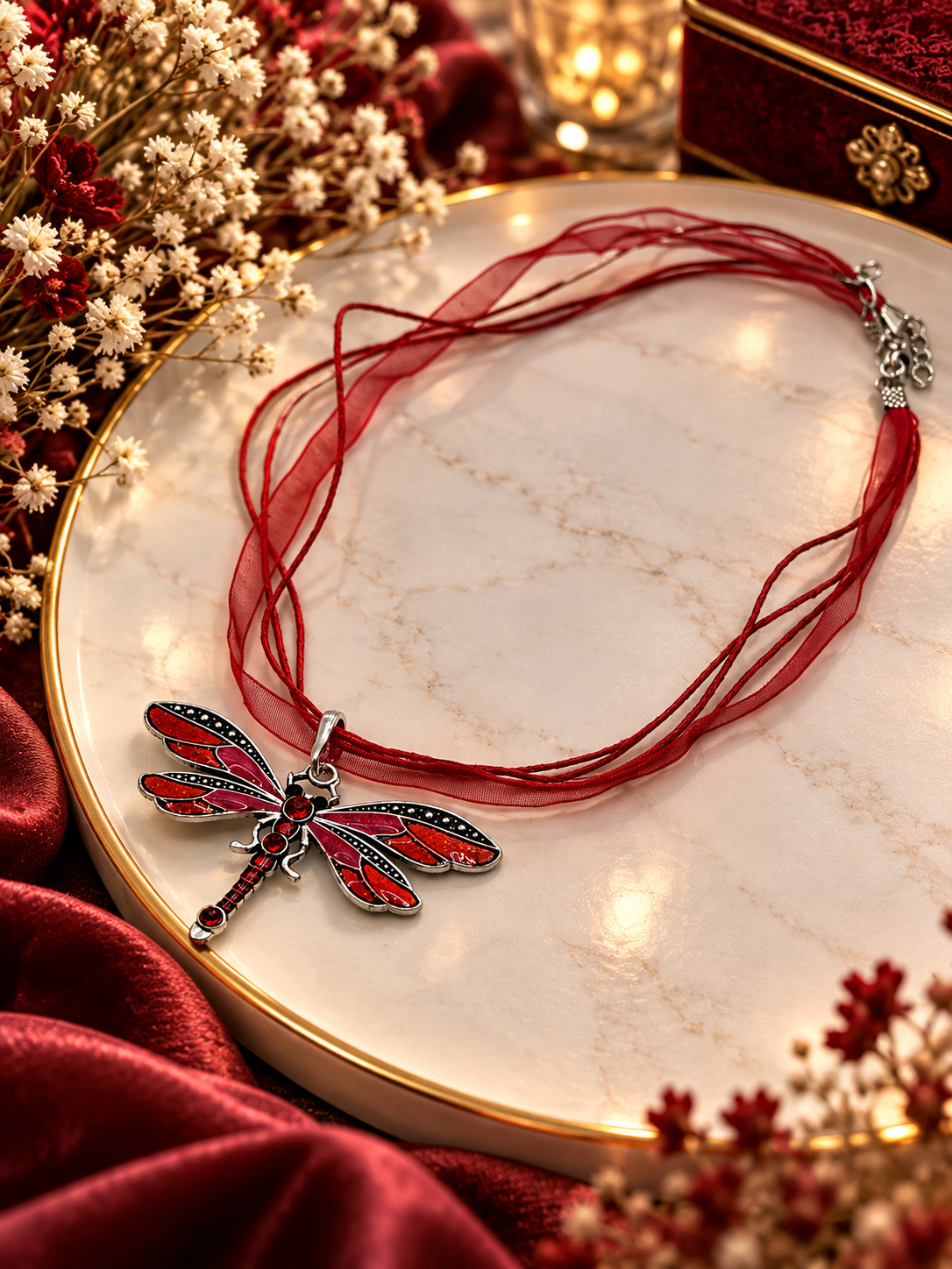 ❤️ Ruby Dragonfly Necklace