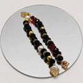 Midnight Mary with a touch of Ruby Ann (Bag Charm with Gold Hardware)