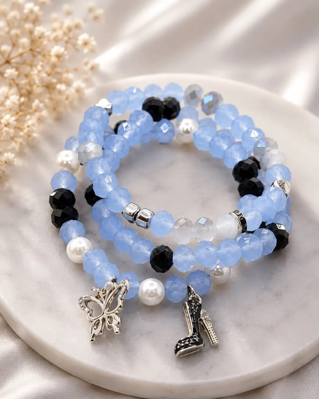 Dimity Blue Dream Bundle of 3 Bracelets with charms