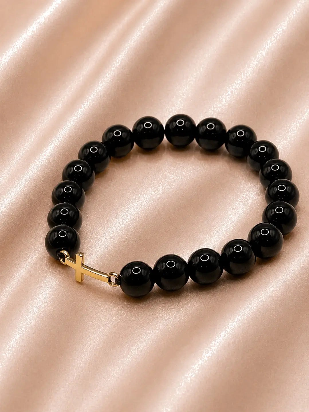 Midnight Mary with Gold Cross (Bracelet)