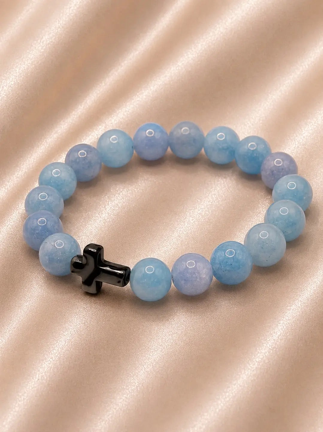 Dimity Blue with Black Cross (Bracelet)